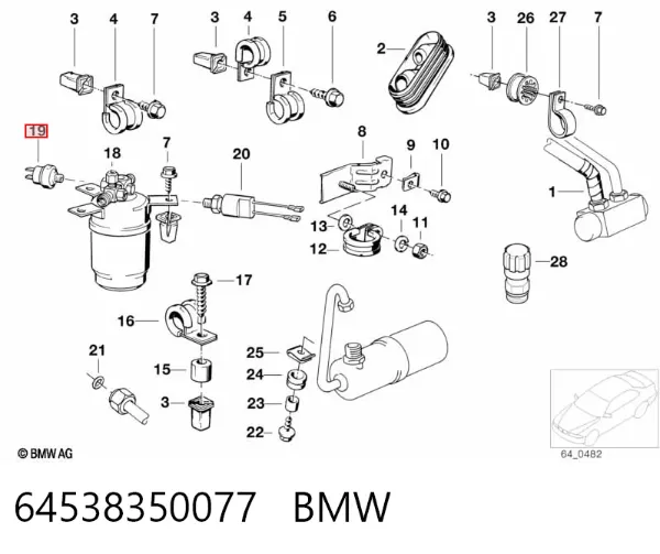 Czujnik ciśnienia bezwzględnego klimatyzacji 64538350077 BMW