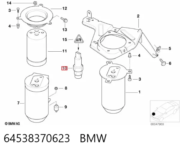Czujnik ciśnienia bezwzględnego klimatyzacji 64538370623 BMW
