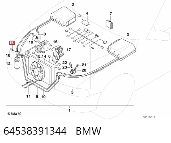 Czujnik ciśnienia bezwzględnego klimatyzacji 64538391344 BMW