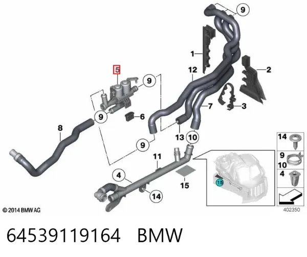 Zawór nagrzewnicy (ogrzewacza) 64539119164 BMW
