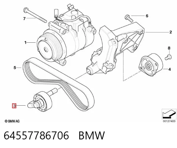 Rolka napinacza paska napędowego 64557786706 BMW