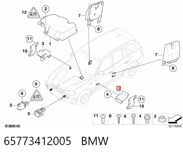 Czujnik AIRBAG przedni 65773412005 BMW