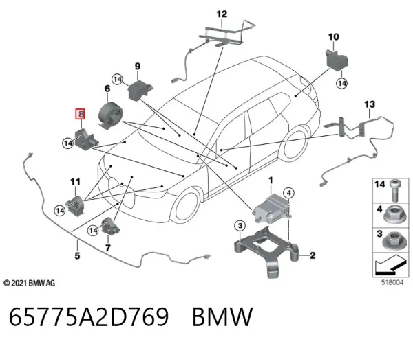 Czujnik AIRBAG przedni 65775A2D769 BMW