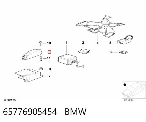 Czujnik AIRBAG przedni 65776905454 BMW