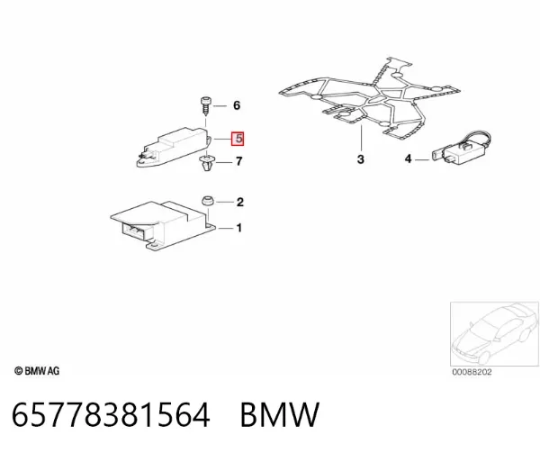 Czujnik AIRBAG przedni 65778381564 BMW