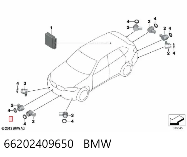 Czujnik parkowania przedni/tylny boczny 66202409650 BMW