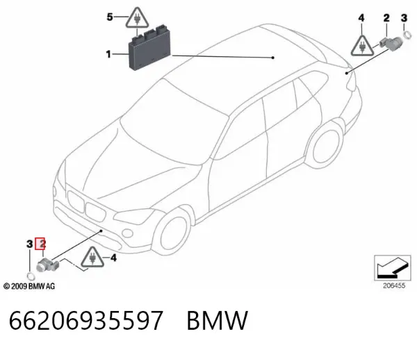 Czujnik parkowania przedni/tylny środkowy 66206935597 BMW