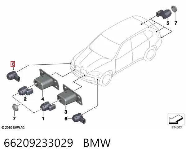 Czujnik parkowania przedni 66209233029 BMW