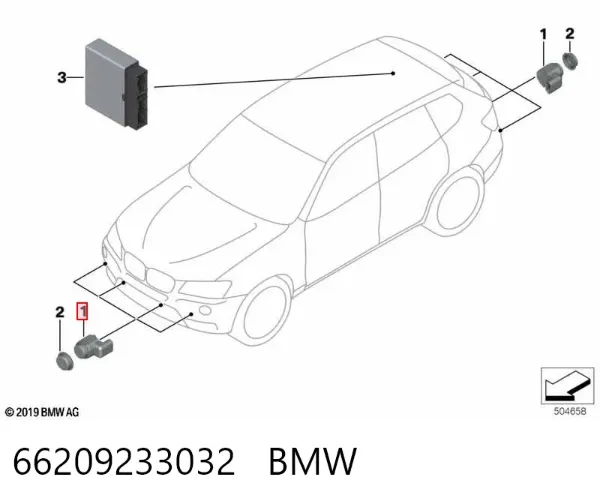 Czujnik parkowania przedni 66209233032 BMW