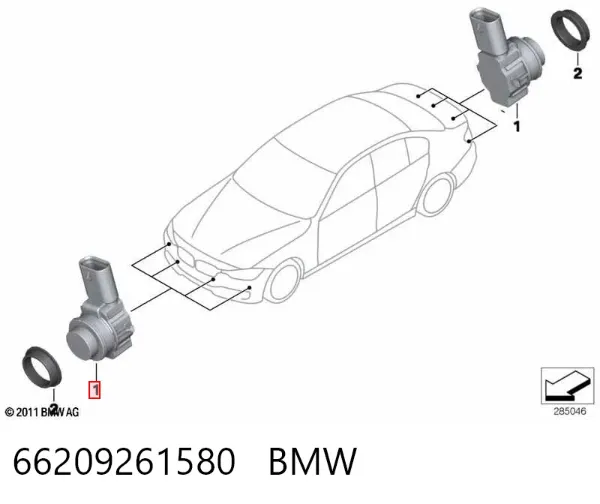 Czujnik parkowania przedni/tylny środkowy 66209261580 BMW