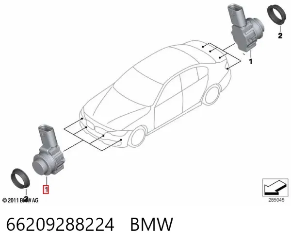 Czujnik parkowania przedni/tylny środkowy 66209288224 BMW