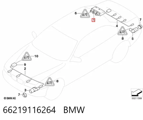 Sterownik czujnika parkowania 66219116264 BMW