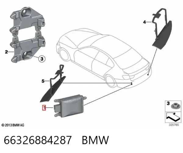 Czujnik kontroli martwej strefy tylny (martwego polam martwego punktu) 66326884287 BMW