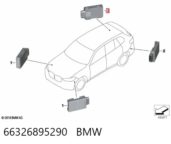 Czujnik kontroli martwej strefy tylny (martwego polam martwego punktu) 66326895290 BMW