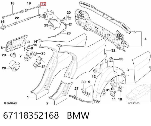 Zamek klapki wlewu paliwa = siłownik klapki wlewu paliwa 67118352168 BMW
