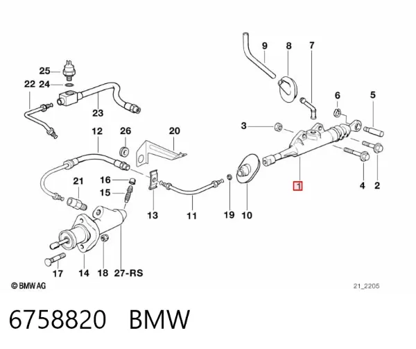 Cylinder sprzęgła główny 6758820 BMW