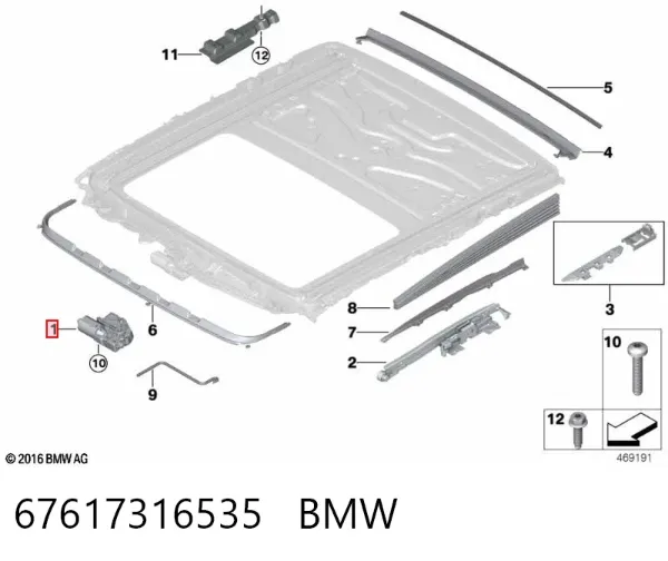Silniczek szyberdachu 67617316535 BMW