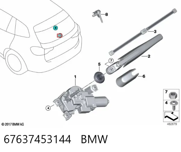 Silniczek wycieraczki tylnej szyby BMW X7 G07