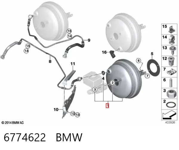 Wzmacniacz próżniowy hamulców 6774622 BMW