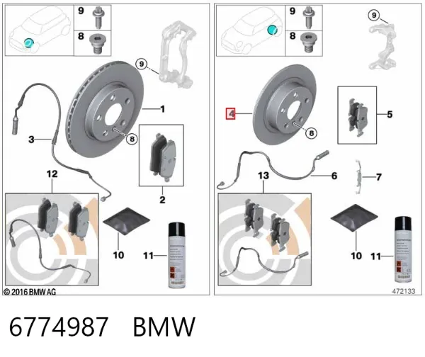 Tarcza hamulcowa tylna 6774987 BMW