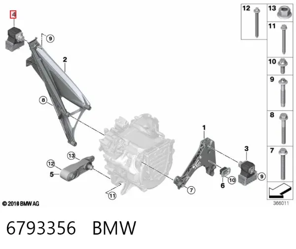 Poduszka (podpora) silnika prawa 6793356 BMW