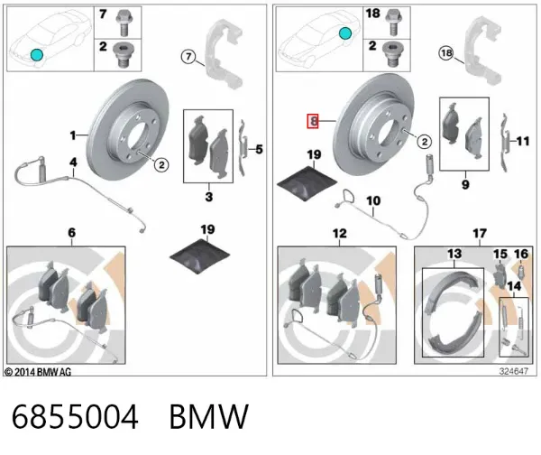 Tarcza hamulcowa tylna 6855004 BMW