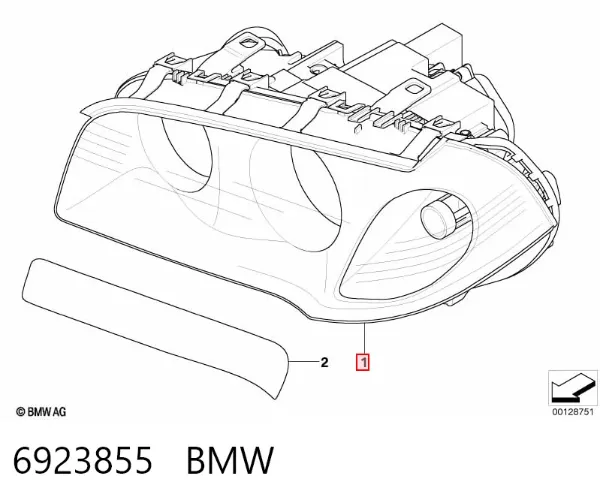 Reflektor lewy 6923855 BMW