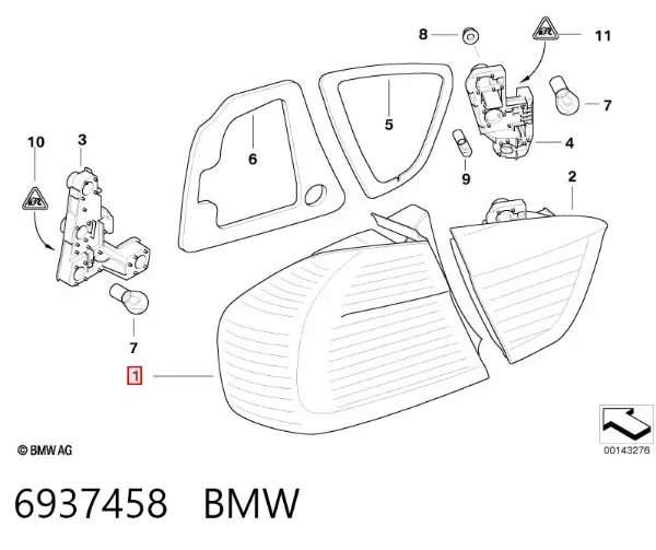 Lampa zespolona tylna prawa zewnętrzna 6937458 BMW