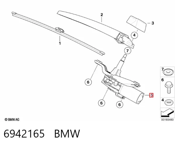 Silniczek wycieraczki tylnej szyby 6942165 BMW
