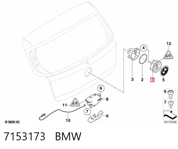 Klamka bagażnika (drzwi 3/5 tylnych) zewnętrzna 7153173 BMW