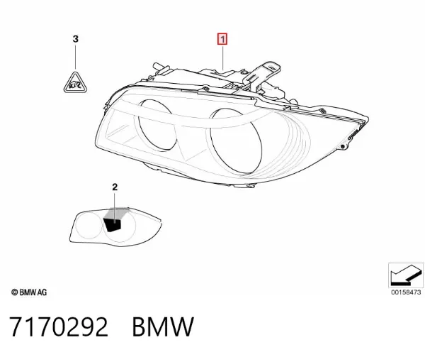 Reflektor prawy 7170292 BMW