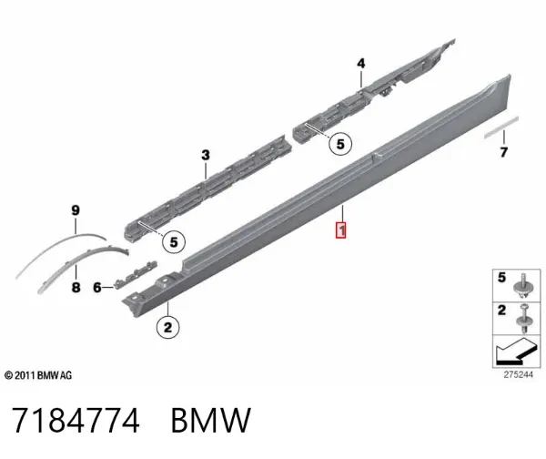 Próg zewnętrzny prawy 7184774 BMW