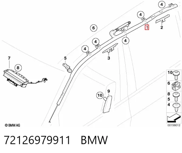 Poduszka powietrzna (AIRBAG) kurtyna boczna lewa 72126979911 BMW