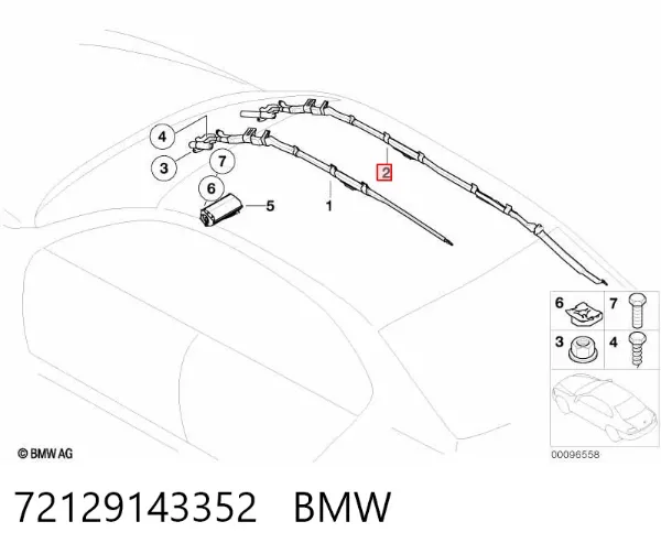 Poduszka powietrzna (AIRBAG) kurtyna boczna prawa 72129143352 BMW