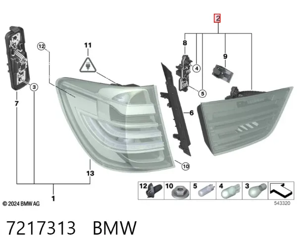 Lampa zespolona tylna lewa wewnętrzna 7217313 BMW