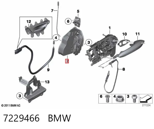 Zamek drzwi przednich prawych 7229466 BMW