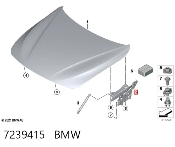 Zawias maski lewy 7239415 BMW