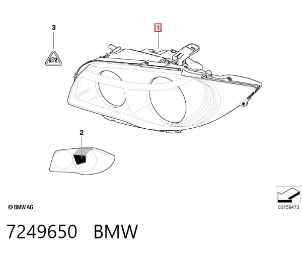 Reflektor prawy 7249650 BMW