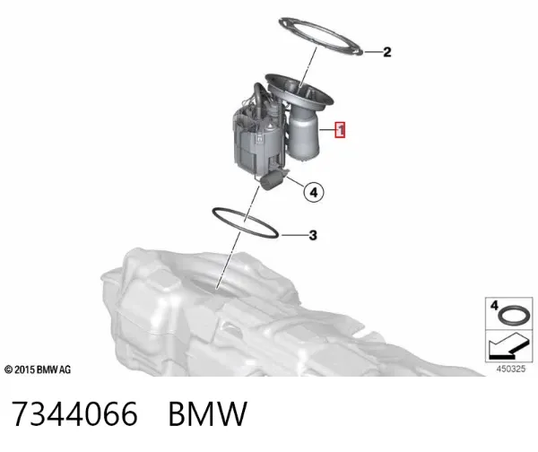 Moduł pompy paliwowej z czujnikiem poziomu paliwa 7344066 BMW