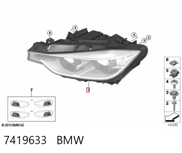 Reflektor lewy 7419633 BMW