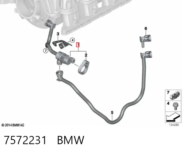 Zawór odpowietrzający zbiornika paliwa 7572231 BMW
