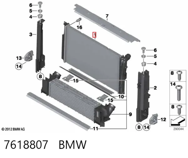 Chłodnica silnika 7618807 BMW