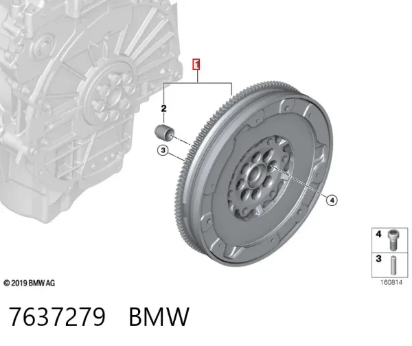 Koło zamachowe silnika 7637279 BMW