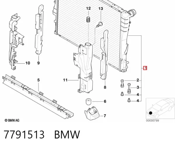 Chłodnica silnika 7791513 BMW