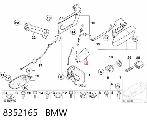 Silniczek zamka drzwi przednich 8352165 BMW