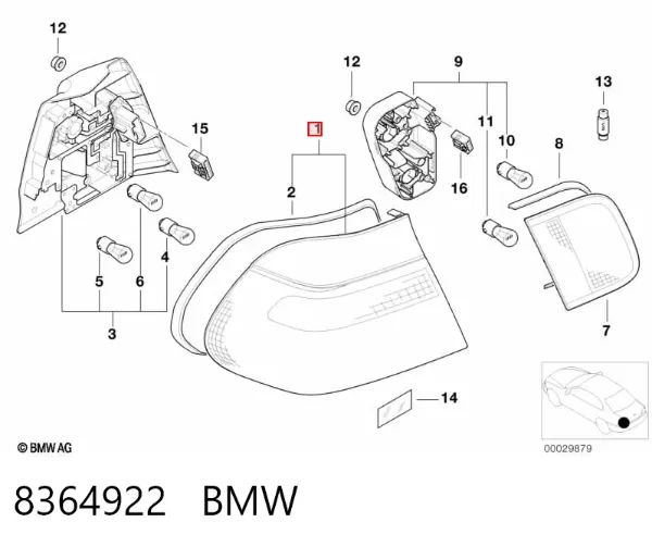 Lampa zespolona tylna prawa zewnętrzna 8364922 BMW