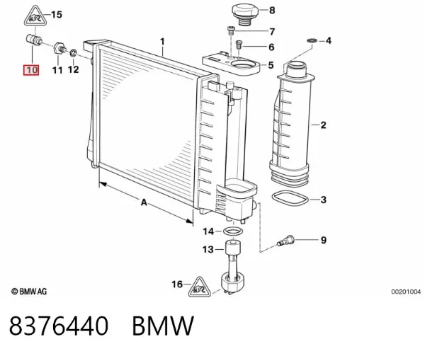 Czujnik temperatury płynu chłodzącego (włączenia wentylatora chłodnicy) 8376440 BMW