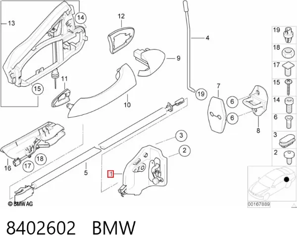 Zamek drzwi tylnych prawych 8402602 BMW