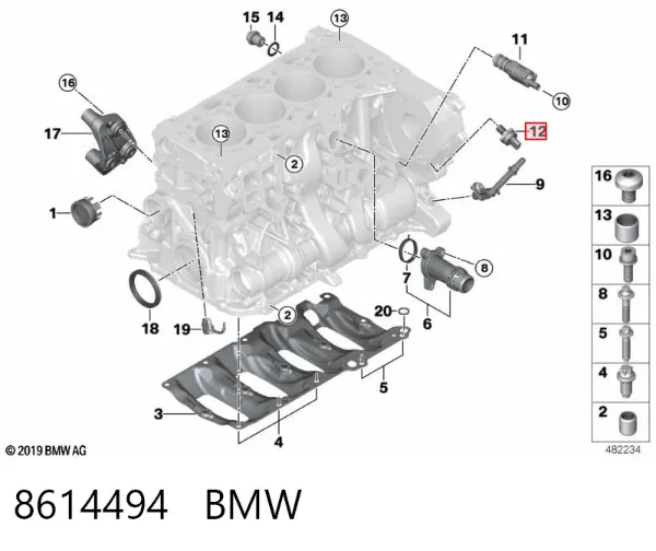 Czujnik ciśnienia oleju 8614494 BMW