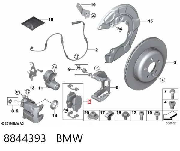 Okładziny (klocki) do hamulców tarczowych tylne 8844393 BMW